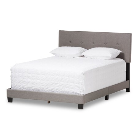 Baxton Studio Hampton Modern Light Grey Upholstered Queen Size Bed 136-7452
